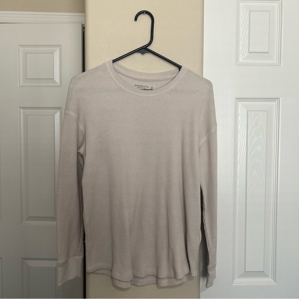 Abercrombie & Fitch Soft Cream Waffle Knit Top